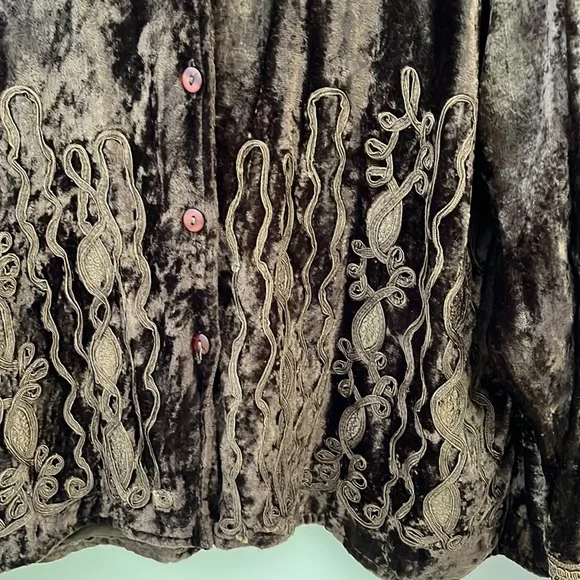 Cold water Creek Brown Crushed Velvet Jacket Size L - Picture 2 of 6